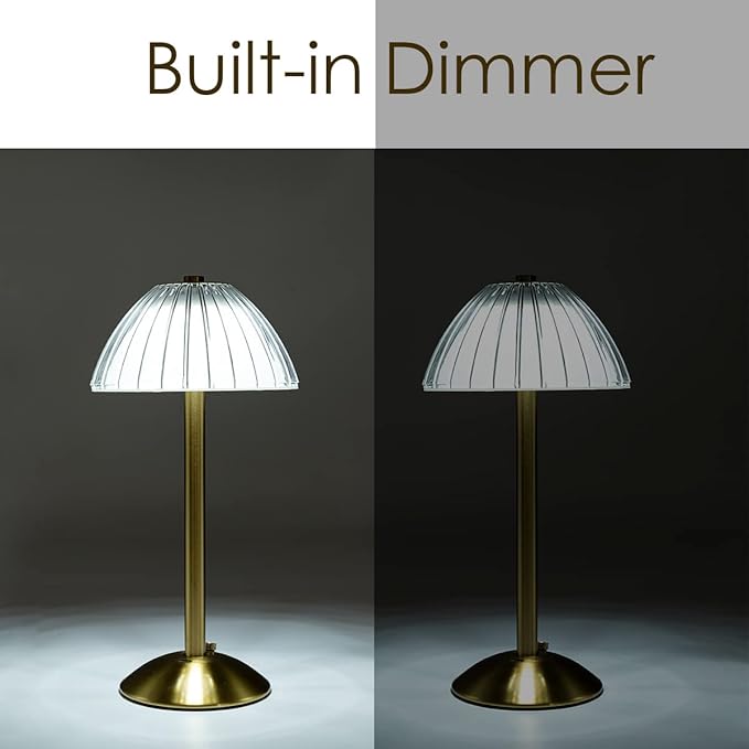 Cordless Table Lamps Rechargeable Lamps for Home, Gold 12'' Tall LED Brass Portable Outdoor Indoor Table Lamp with Touch Sensor, Adjustable Brightness and Color (Pack2-Gold Lamp) - LeafyLoom
