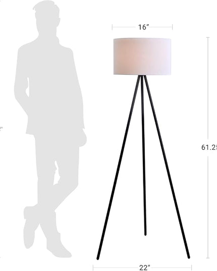 Catalina Lighting 19973-000 Mid-Century Modern Tripod Floor Lamp, Standing Lamp, Living Room Floor Light, LED Bulb NOT Included, 61.25", Black - LeafyLoom