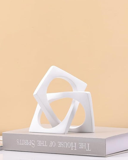 DOVDOV Geometric cube white knot decorations, geometric sculptures, modern home decorations for home decor accents, dining tables, on shelves, consoles, entryway tabletop centrepieces - LeafyLoom