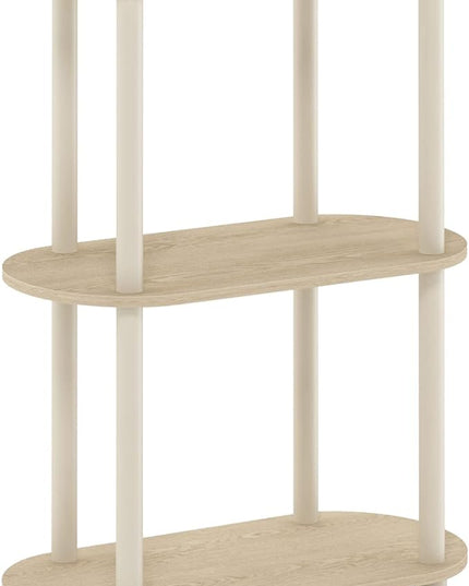 Furinno Turn-N-Tube No Tools 3-Tier Modern Oval Side Display Rack, Bauhaus Oak/Beige - LeafyLoom