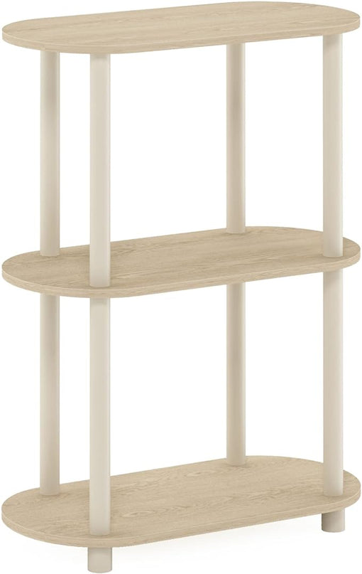 Furinno Turn-N-Tube No Tools 3-Tier Modern Oval Side Display Rack, Bauhaus Oak/Beige - LeafyLoom