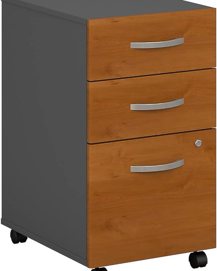Bush Furniture BSHWC72453SU Series C Collection Three-Drawer Mobile Pedestal (Assembled) Natural Cherry - LeafyLoom