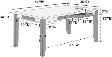 NicBex 64Inch Rectangular Dining Table,Modern Kitchen Table with Walnut Acacia Veneer Tabletop and Pull Out Drawers for 6 to 8,Large Dining Room Table for Kitchen,Dining Living Room,White+Walnut - LeafyLoom