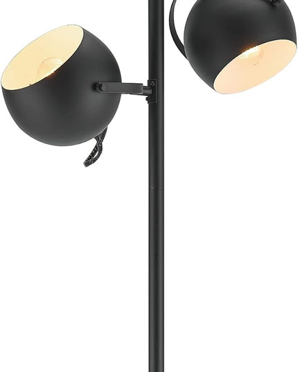 Globe Electric 67518 61" 2-Light Floor, Matte, Adjustable Lamp Heads, in-Line On Off Foot Switch, Miles (Black) - LeafyLoom