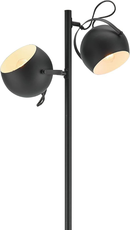 Globe Electric 67518 61" 2-Light Floor, Matte, Adjustable Lamp Heads, in-Line On Off Foot Switch, Miles (Black) - LeafyLoom