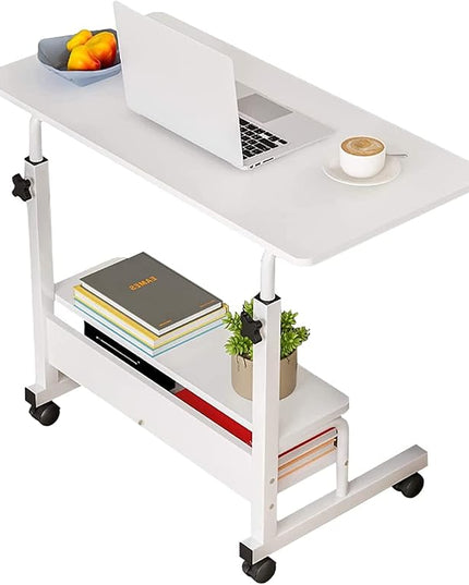 Laptop Desk Removable and Adjustable Height Table for Bedroom Bedside Lazy Sofa Minimalist Office Home Student Writing Desk, Small Standing with Storage TV Tray Table.White - LeafyLoom