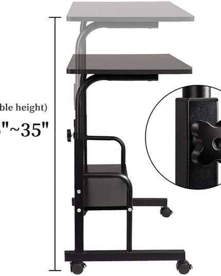 SIDUCAL Computer Cart, Portable Laptop Desk Laptop Cart, Portable Desk with Wheels, Rolling Desk Adjustable Height, Rolling Laptop Stand, Rolling TV Tray, Couch Desk Bed Desk for Laptop, 31.5'' Black - LeafyLoom