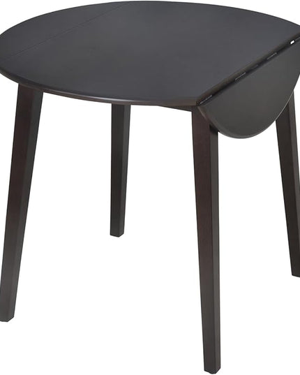 COLAMY 35.8" Wooden Kitchen Table, Expandable Folding Round Table for Small Spaces, Small Kitchen, Drop Leaf Dining Room Desk for Space, Home, Apartment, Office - DarkBrown - LeafyLoom