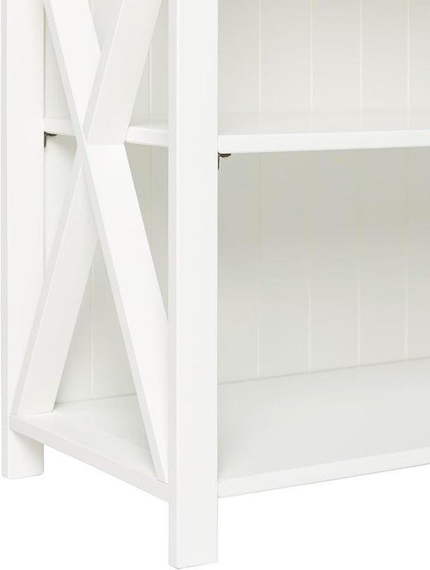 Walker Edison Solid Wood Farmhouse Storage Console, 52 Inch, White/Grey Wash - LeafyLoom