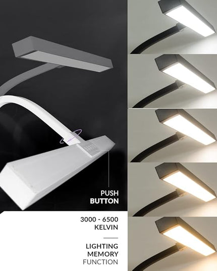 Neatfi (New Model) Flex Desk Lamp with Clamp, Dimmable, 3,000 Lumens 30W LED Monitor Light, 3000K-6500K Correlated Color Temperature, 5 Brightness Levels & 5 Light Modes (31.5 Inches, White) - LeafyLoom