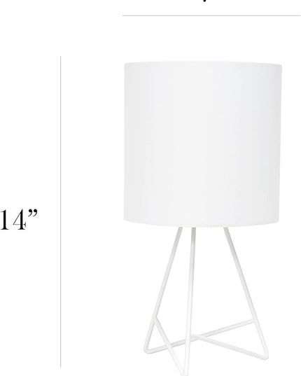 Simple Designs LT2066-WOW 14" Down to the Wire Metal Table Lamp with Fabric Shade, White with White Shade (Pack of 12) - LeafyLoom