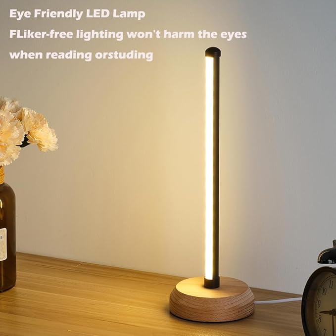Modern Led Wood Table Lamp, 3-Color Temperature Bedside Lamp,Bedroom Bedside Night Light, Dimmable Led Lighting, Creative Home Decor, Unique House warmging Gift - LeafyLoom