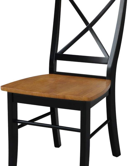 International Concepts X- Back Chair with Solid Wood Seat, Black/Cherry - LeafyLoom