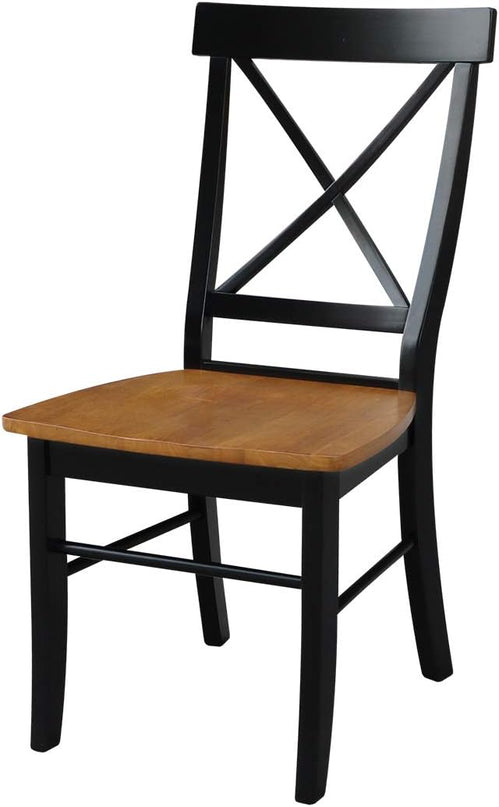 International Concepts X- Back Chair with Solid Wood Seat, Black/Cherry - LeafyLoom