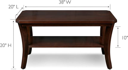 Leick Home 10303 Boa Condo/Apartment Coffee Table with Shelf, Chocolate Oak - LeafyLoom