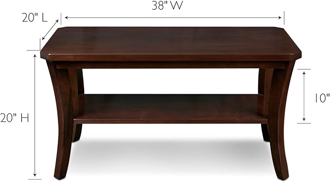 Leick Home 10303 Boa Condo/Apartment Coffee Table with Shelf, Chocolate Oak - LeafyLoom