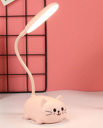 Kids Lamp, LED Desk Lamp for Kids, Cute Cat Lamp Kawaii Desk Accessories, Flexible Gooseneck Eye-Care Cartoons Small Desk Lamp Girls Gifts (Pink) - LeafyLoom
