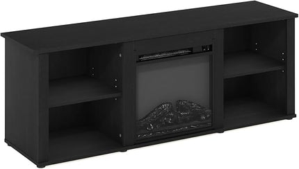 Furinno Classic 60 Inch TV Stand with Fireplace, Americano - LeafyLoom