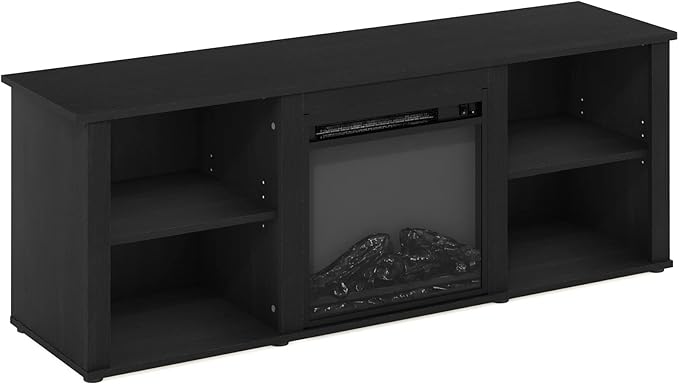 Furinno Classic 60 Inch TV Stand with Fireplace, Americano - LeafyLoom