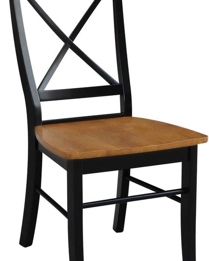 International Concepts X- Back Chair with Solid Wood Seat, Black/Cherry - LeafyLoom