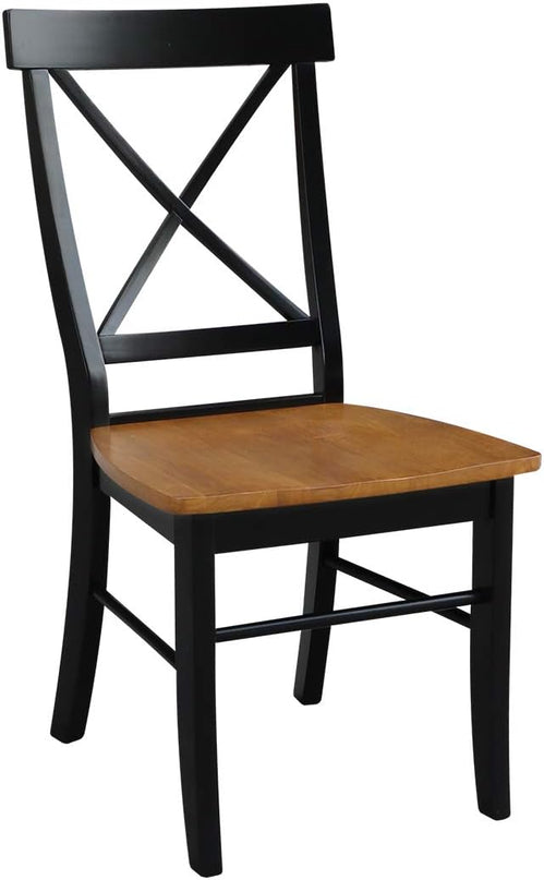 International Concepts X- Back Chair with Solid Wood Seat, Black/Cherry - LeafyLoom