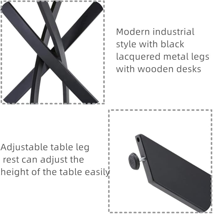Grey Marble Dining Table with Black Metal Legs, 47" Modern Rectangular Kitchen Table for Dining Room Kitchen - LeafyLoom