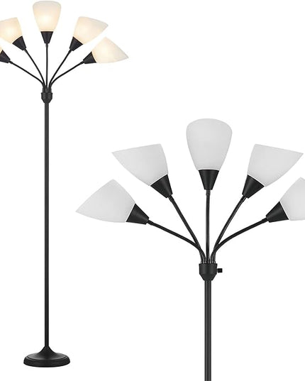 Medusa Floor Lamps Standing Lamps 5 Heads Adjustable Reading Light Large Shade Use E26 A19 Bulb Floor Lamps for Living Room Bedroom by ONEXT - LeafyLoom