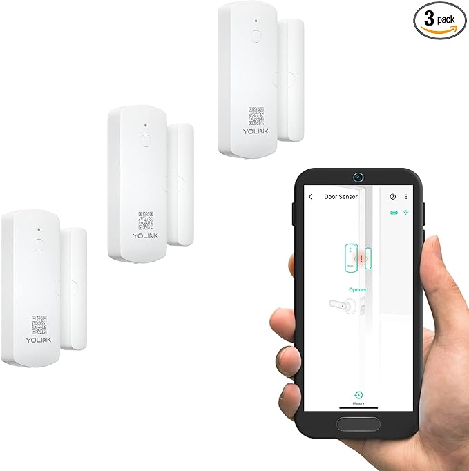 YoLink LoRa Smart Door & Window Sensor 3-Pack: Door Left-Open Reminders, up to 1/4 Mile Open-Air Range, up to 5 Year Battery Life, Alexa, IFTTT, Home Assistant YoLink
