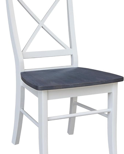 International Concepts X-Back Solid Wood Seat Chairs, White/Heather Gray - LeafyLoom