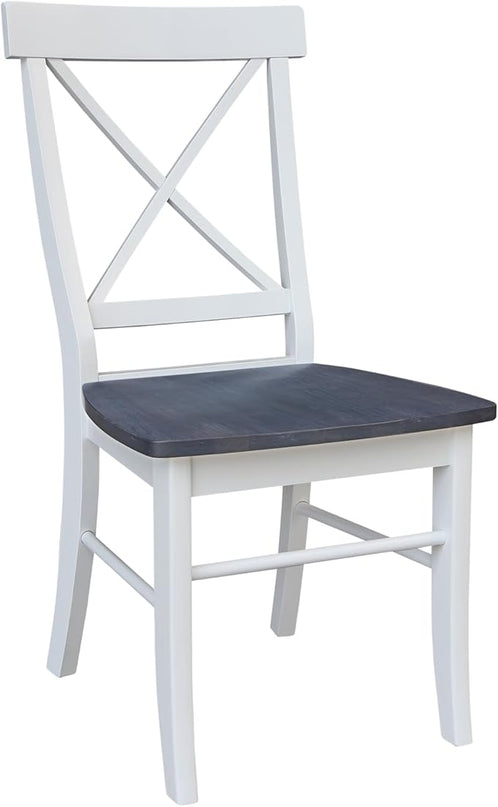 International Concepts X-Back Solid Wood Seat Chairs, White/Heather Gray - LeafyLoom