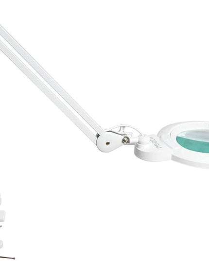 Neatfi (New Model) 1,200 Lumens Super LED Magnifying Lamp with Clamp, 8 Diopter, 5 Inches Wide Lens, Correlated Color Temperature Control, 12W, 120 Pcs SMD LED (White, 5 Inch Lens) - LeafyLoom