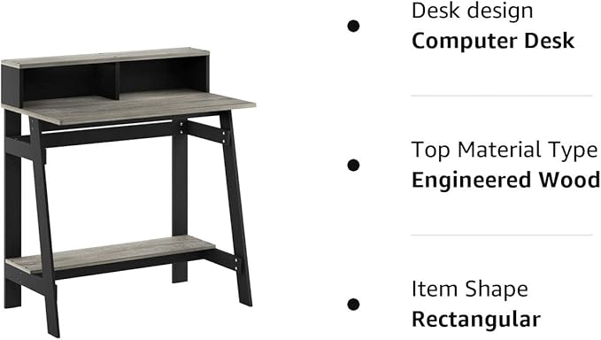 Furinno Simplistic A Frame Computer Desk, Black/French Oak Grey - LeafyLoom
