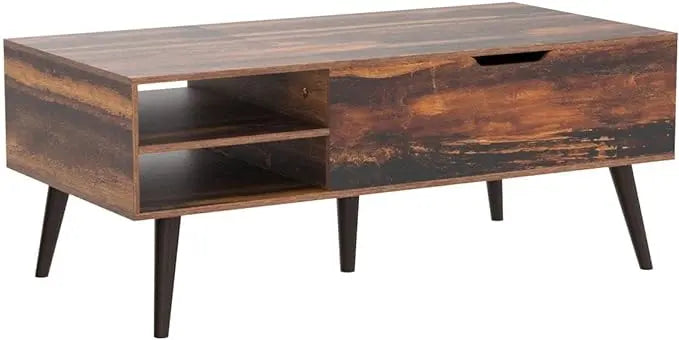 WLIVE Wood Lift Top Coffee Table with Adjustable Storage Shelf and Hidden Compartment, Lift Tabletop Dining Table for Living Room and Office, Rustic Oak - LeafyLoom