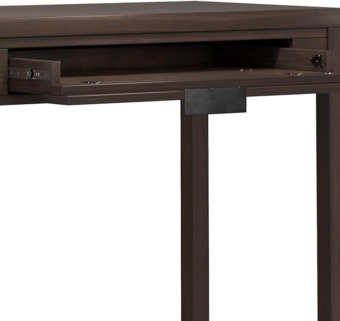 SIMPLIHOME Hollander SOLID WOOD Contemporary 38 inch Wide Small Desk in Warm Walnut Brown for The Office Desk, Writing Table, Workstation and Study Table - LeafyLoom