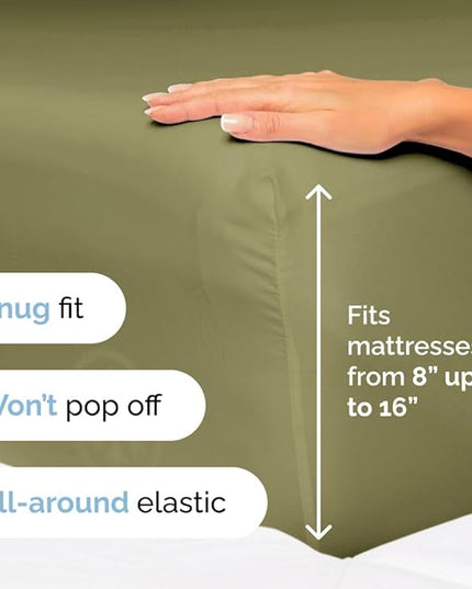 Cal King Size 4 Piece Sheet Set - Comfy Breathable & Cooling Sheets - Hotel Luxury Bed Sheets for Women & Men - Deep Pockets, Easy-Fit, Soft & Wrinkle Free Sheets - Sage Green Oeko-Tex Bed Sheet Set - LeafyLoom