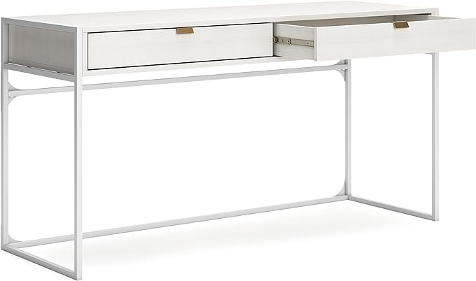 Signature Design by Ashley Deznee Modern Home Office Desk with 2 Drawers, White - LeafyLoom