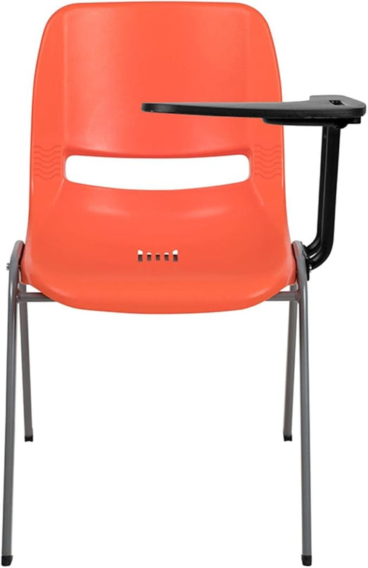 Flash Furniture Orange Ergonomic Shell Chair with Left Handed Flip-Up Tablet Arm - LeafyLoom