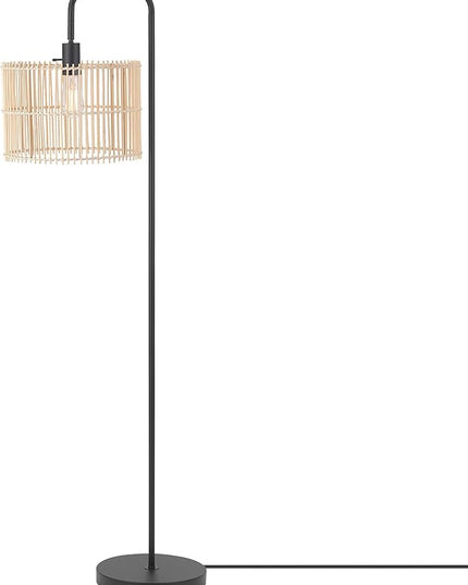 Globe Electric Barden 58" Floor Lamp, Matte Black, Bamboo Shade, On/Off Rotary Switch on Socket - LeafyLoom