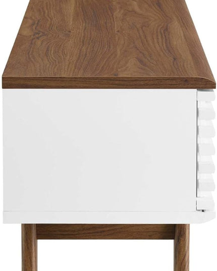 Modway Render Mid-Century Modern Low Profile 70 Inch TV Stand in Walnut White, 70" - LeafyLoom
