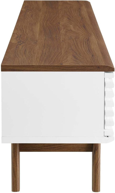Modway Render Mid-Century Modern Low Profile 70 Inch TV Stand in Walnut White, 70" - LeafyLoom