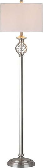 SAFAVIEH Lighting Collection Sophia Farmhouse Nickel 60-inch Living Room Bedroom Home Office Standing Floor Lamp (LED Bulb Included) - LeafyLoom