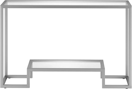 Henn&Hart 47.75" Wide Rectangular Console Table in Satin Nickel, Entryway Table, Accent Table for Living Room, Hallway - LeafyLoom