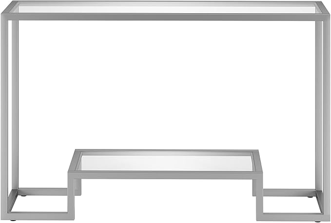 Henn&Hart 47.75" Wide Rectangular Console Table in Satin Nickel, Entryway Table, Accent Table for Living Room, Hallway - LeafyLoom