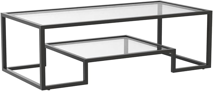 Henn&Hart 54" Wide Rectangular Coffee Table in Blackened Bronze, Modern coffee tables for living room, studio apartment essentials - LeafyLoom