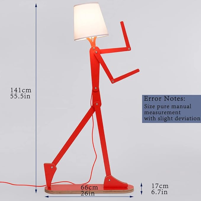 Cool Tall Floor Lamp for Bedroom & Living Room - Unique Corner Decorative Reading Standing Light Wood Creative Swing Arm Design Gift for Kids/Boys/Girls, Home, Farmhouse - Bulb Included - LeafyLoom