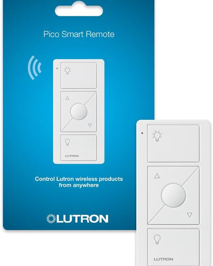 Lutron Pico Remote for Caseta Smart Dimmer Switch, 3-Button Control with Raise/Lower and Preset Lighting Level, For Table Top or Wallmount Use, PJ2-3BRL-WH-L01R, White Lutron