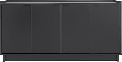 Prepac Simply Modern 4 Console Table Doors and Shelves, Sideboard Storage Cabinet, 60" W x 30" H x 16" D, Black - LeafyLoom