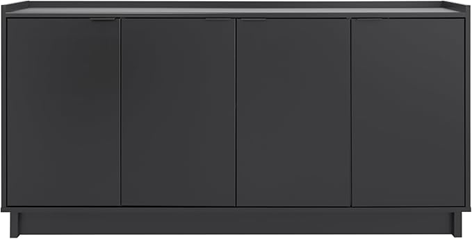 Prepac Simply Modern 4 Console Table Doors and Shelves, Sideboard Storage Cabinet, 60" W x 30" H x 16" D, Black - LeafyLoom