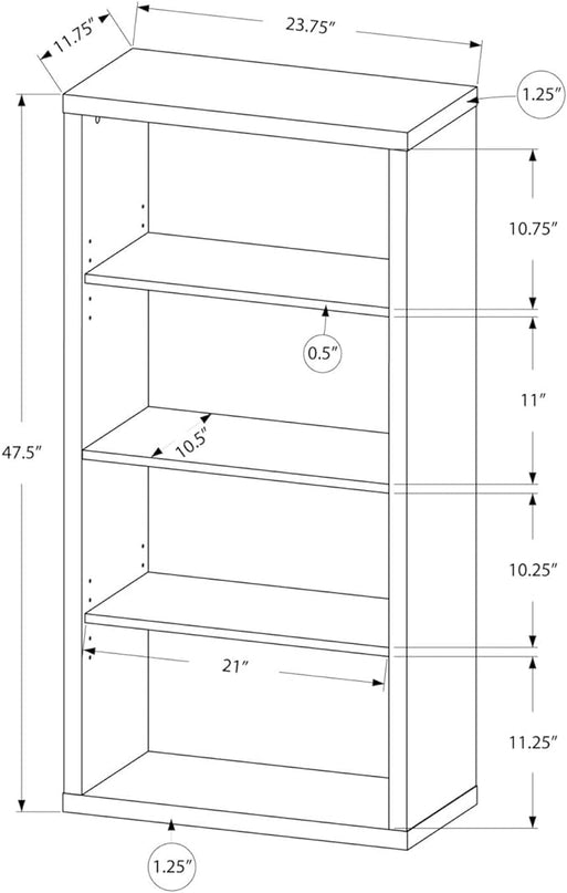Monarch Specialties 7060 Bookshelf, Bookcase, Etagere, 5 Tier, H, Office, Bedroom, Laminate, Brown, Contemporary, Modern Bookcase-48 H/Dark Taupe With Adjustable Shelves, 48-Inch - LeafyLoom