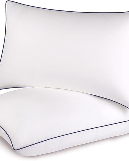 Bed Pillows for Sleeping-2 Pack Queen Size Set of 2 Cooling Pillow for Side Back and Stomach Sleepers, Down Alternative Filling Luxury Soft Quality with Premium Plush (White) - LeafyLoom